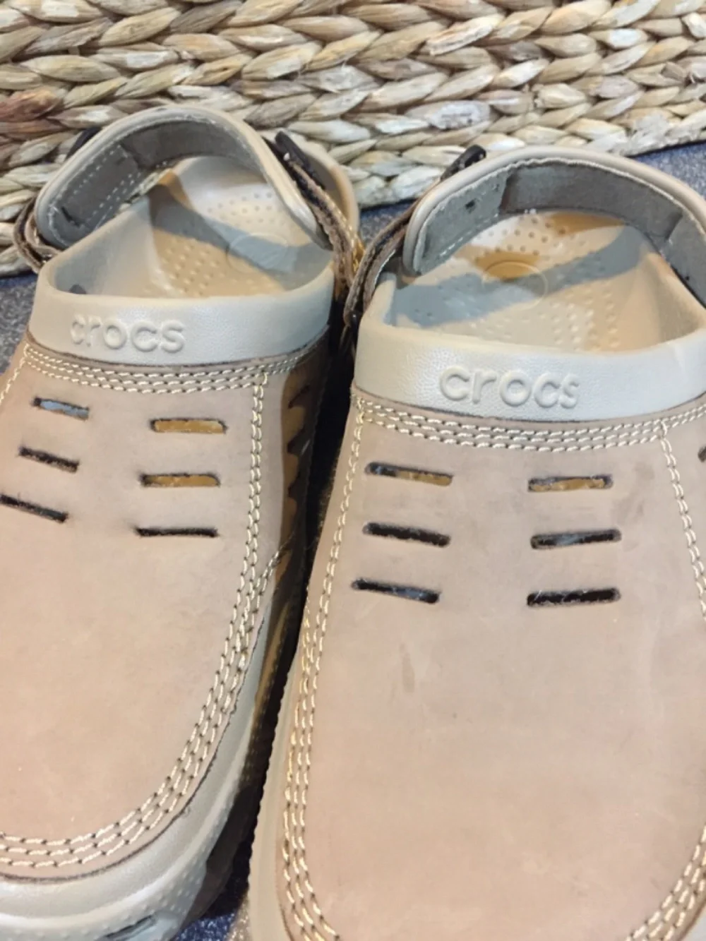 CROCS Men’s Classic Beige Tan Suede-Look Clogs